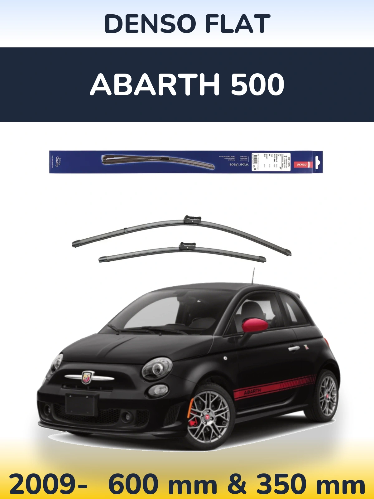Комплект передних дворников Denso Flat 600 & 350 мм для Abarth 500 2009-2026