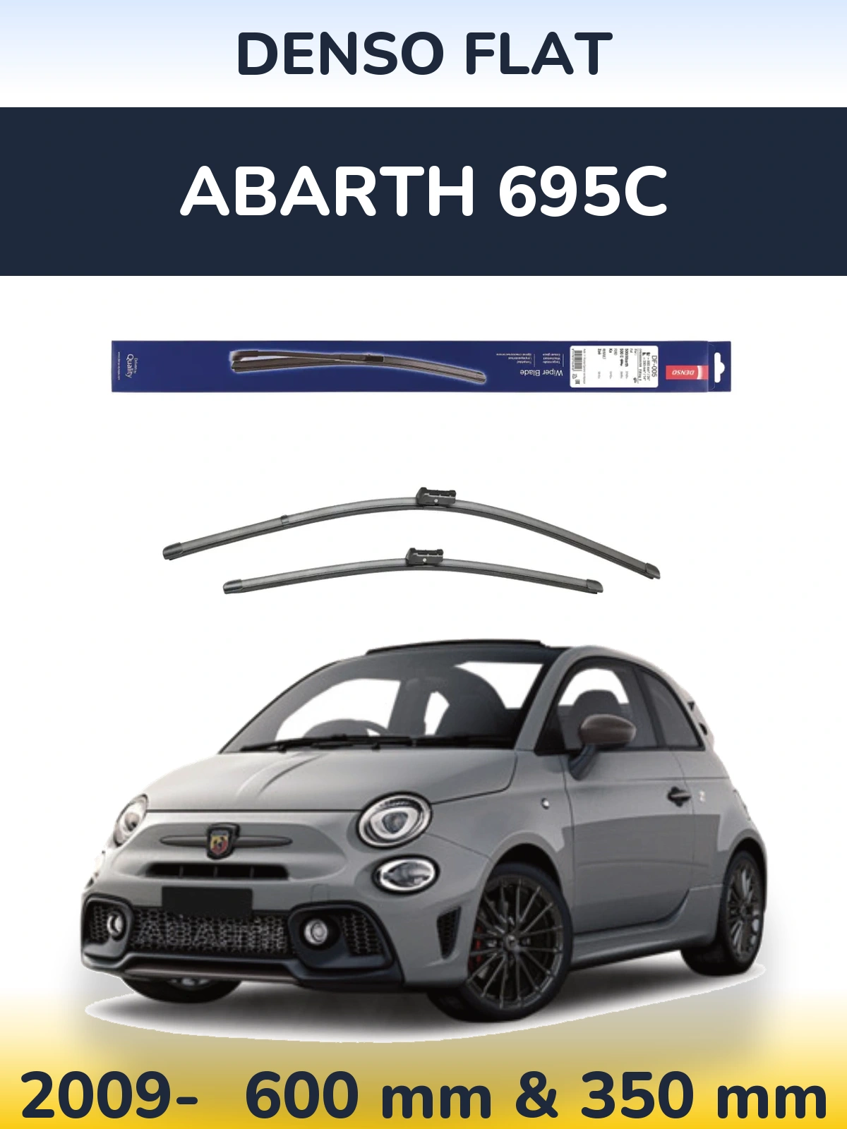 Комплект передних дворников Denso Flat 600 & 350 мм для Abarth 695C 2009-2026
