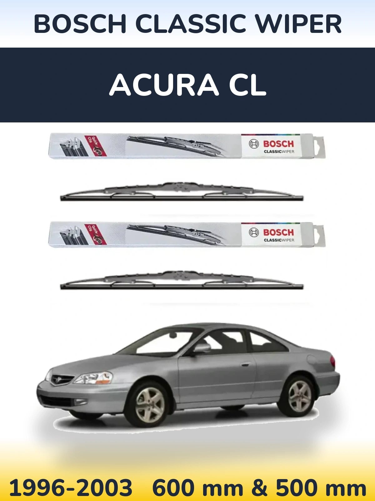 Комплект передніх щіток BOSCH Classic Wiper 600 & 500 мм для Acura CL 1996-2003