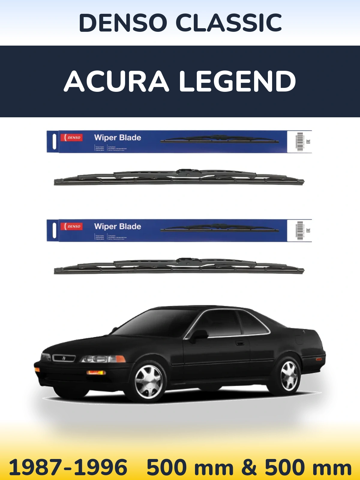 Комплект передних дворников Denso Classic 500 & 500 мм для Acura Legend 1987-1996