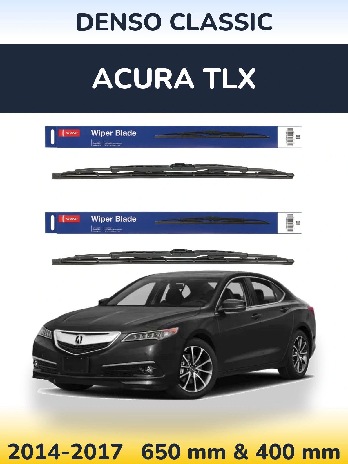 Front wiper blade set Denso Classic 650 & 400 mm for Acura TLX 2014-2017