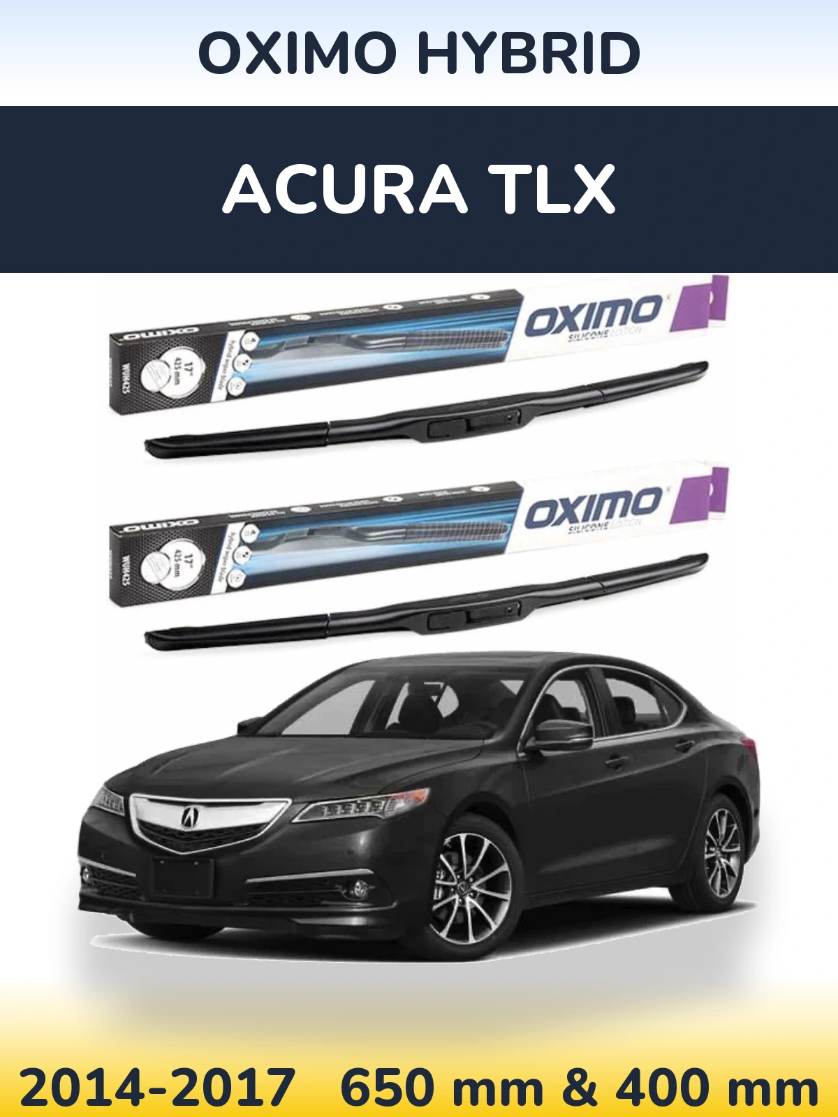 Front wiper blade set Oximo Hybrid 650 & 400 mm for Acura TLX 2014-2017