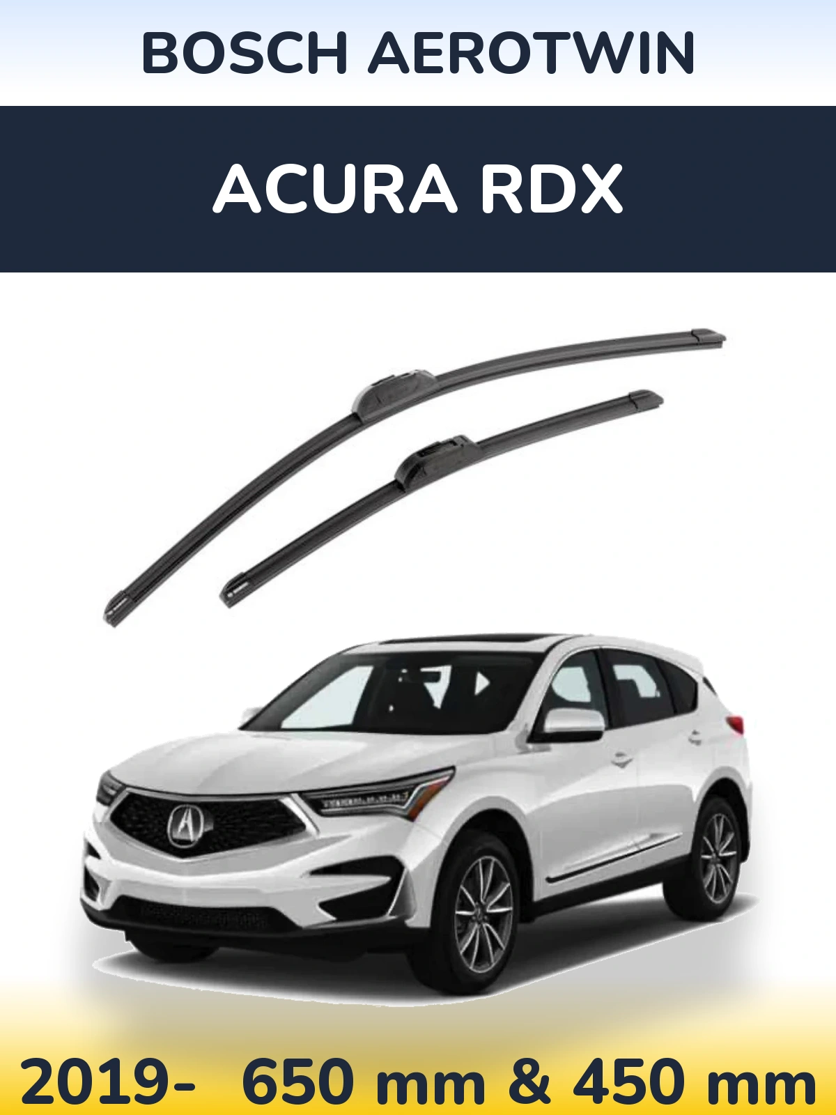 Комплект передніх щіток BOSCH AeroTwin 650 & 450 мм для Acura RDX 2019-2026