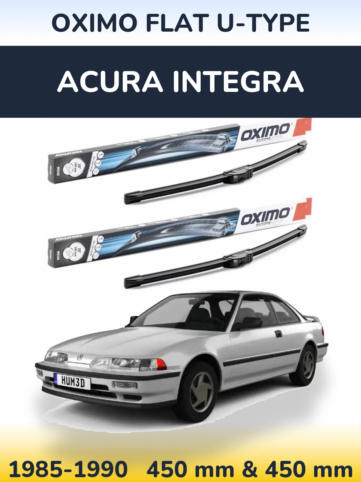 Комплект передних дворников Oximo Flat U-type 450 & 450 мм для Acura Integra 1985-1990