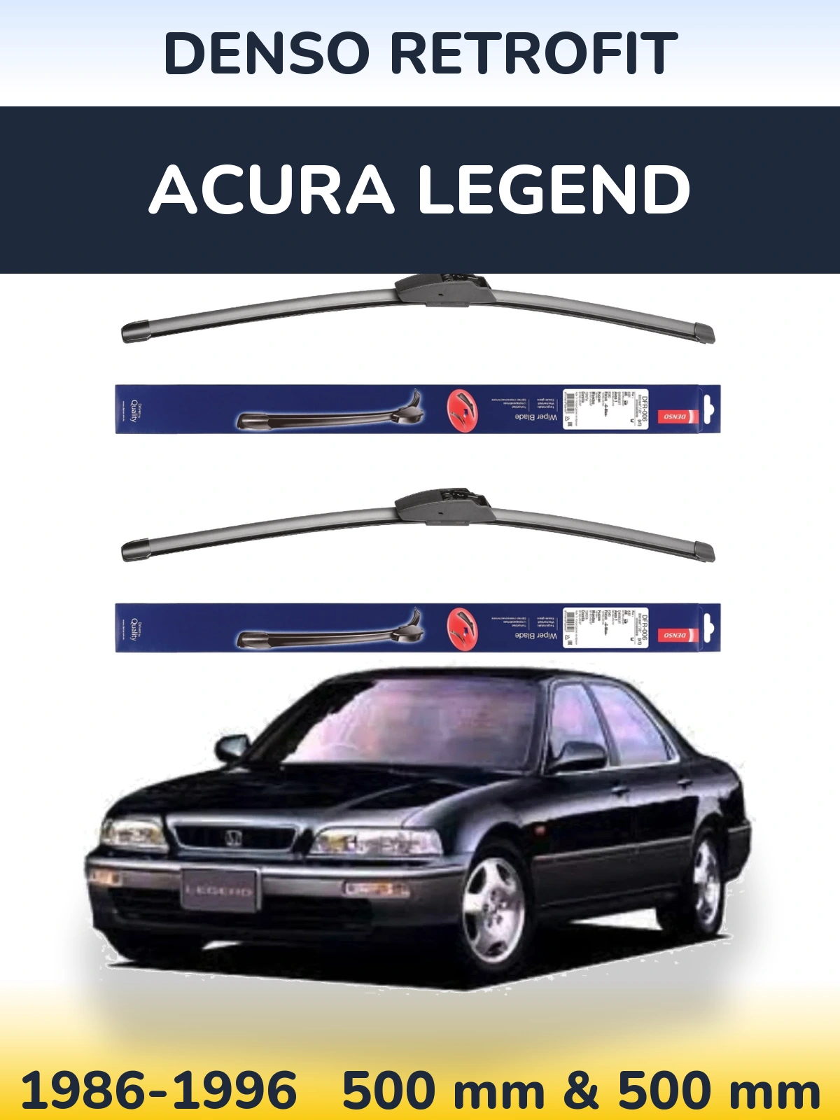 Комплект передних дворников Denso Retrofit 500 & 500 мм для Acura Legend 1986-1996