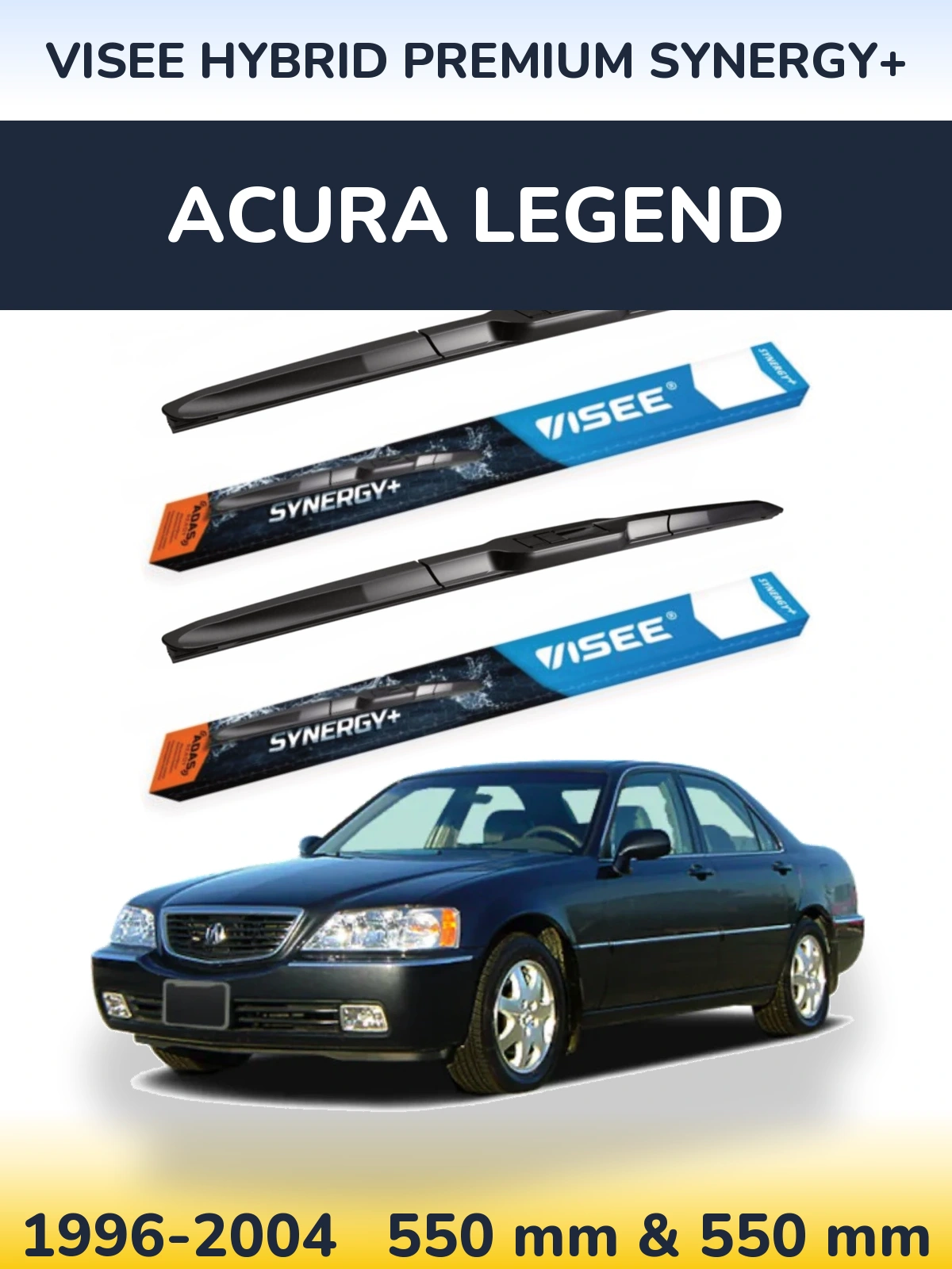 Front wiper blade set VISEE HYBRID PREMIUM SYNERGY+ 550 & 550 mm for Acura Legend 1996-2004