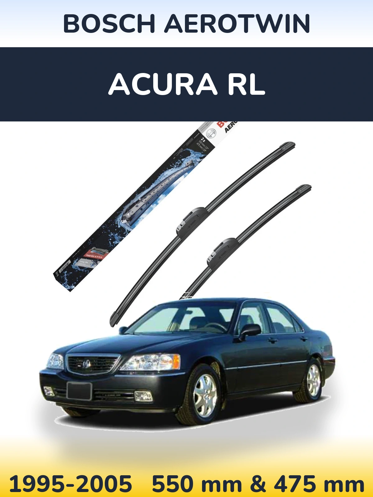 Front wiper blade set BOSCH AeroTwin 550 & 475 mm for Acura RL 1995-2005