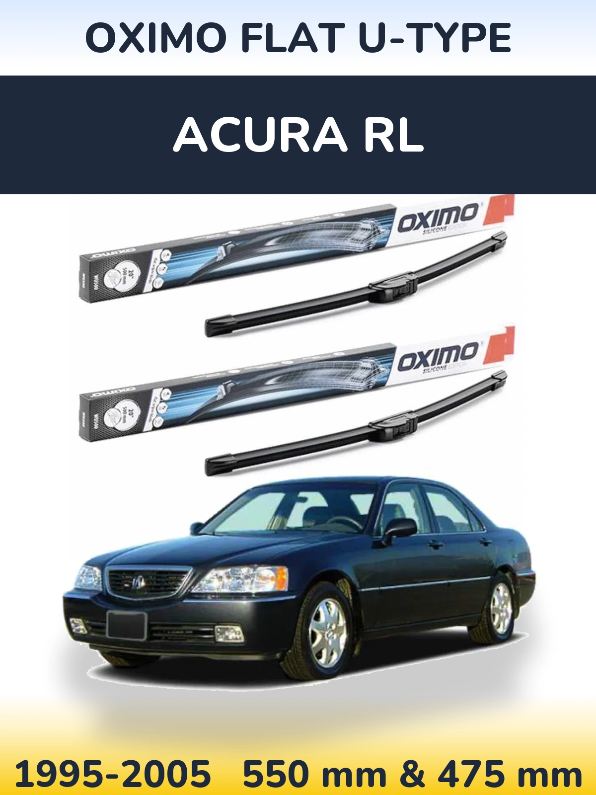 Комплект передних дворников Oximo Flat U-type 550 & 475 мм для Acura RL 1995-2005