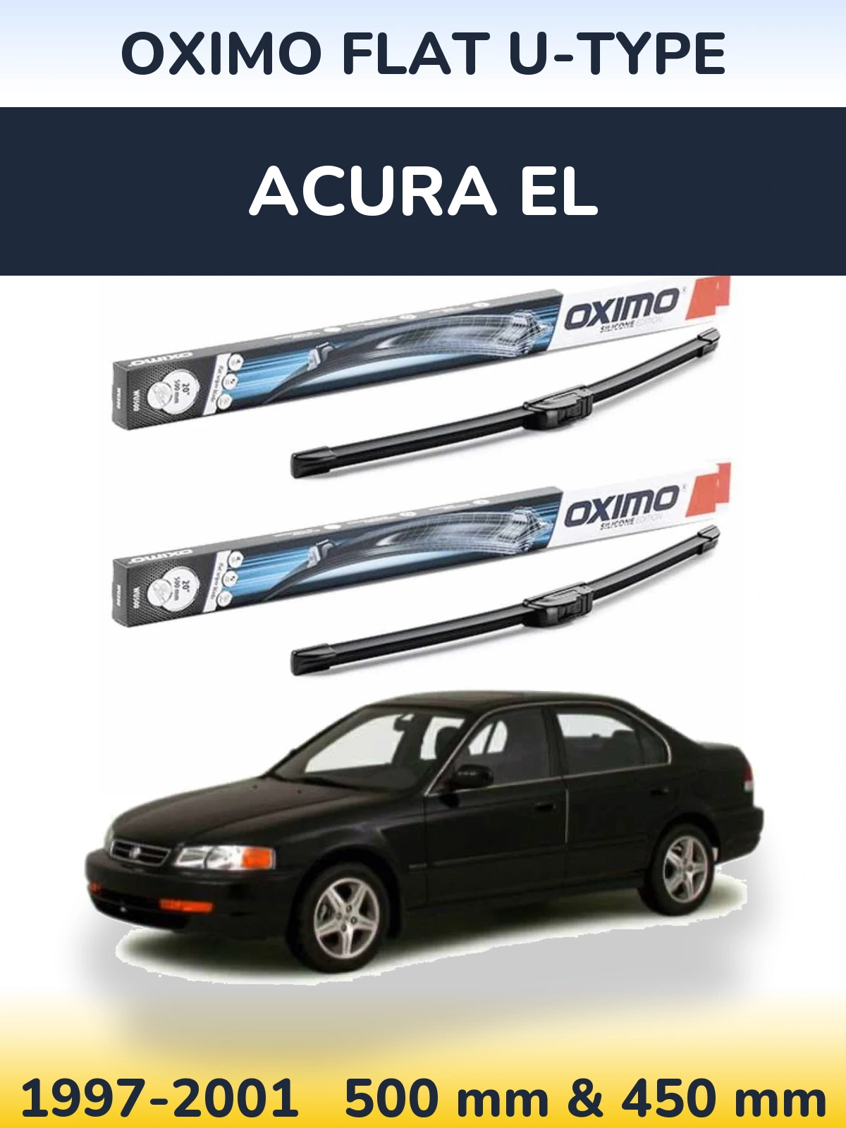 Комплект передніх щіток Oximo Flat U-type 500 & 450 мм для Acura EL 1997-2001