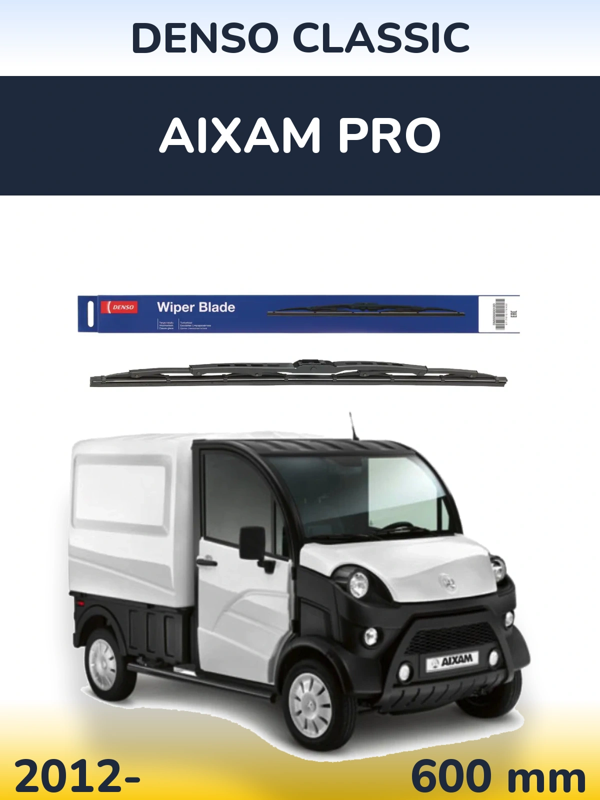 Front wiper blade Denso Classic 600 mm for Aixam PRO 2012-2026