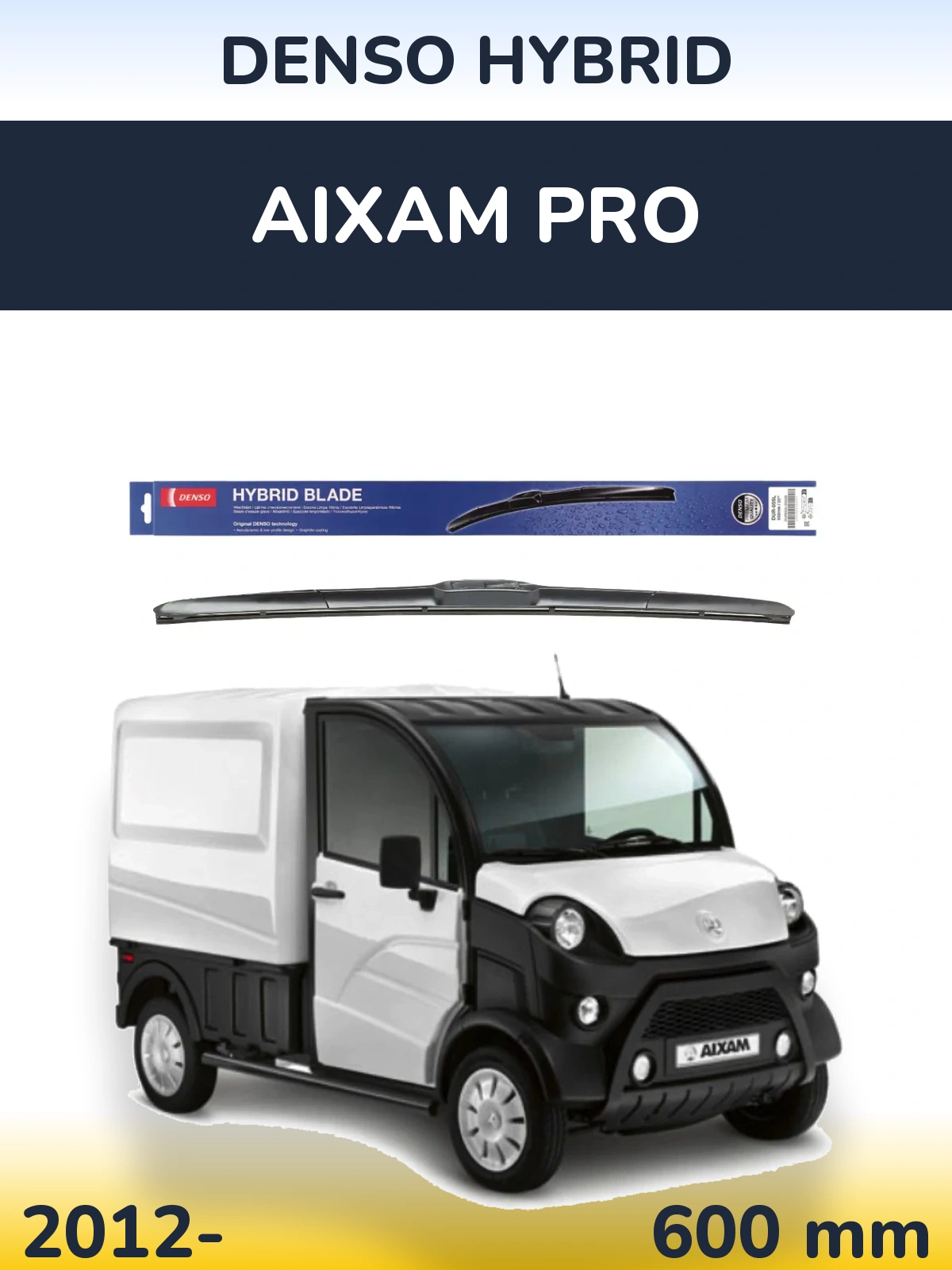 Front wiper blade Denso Hybrid 600 mm for Aixam PRO 2012-2026