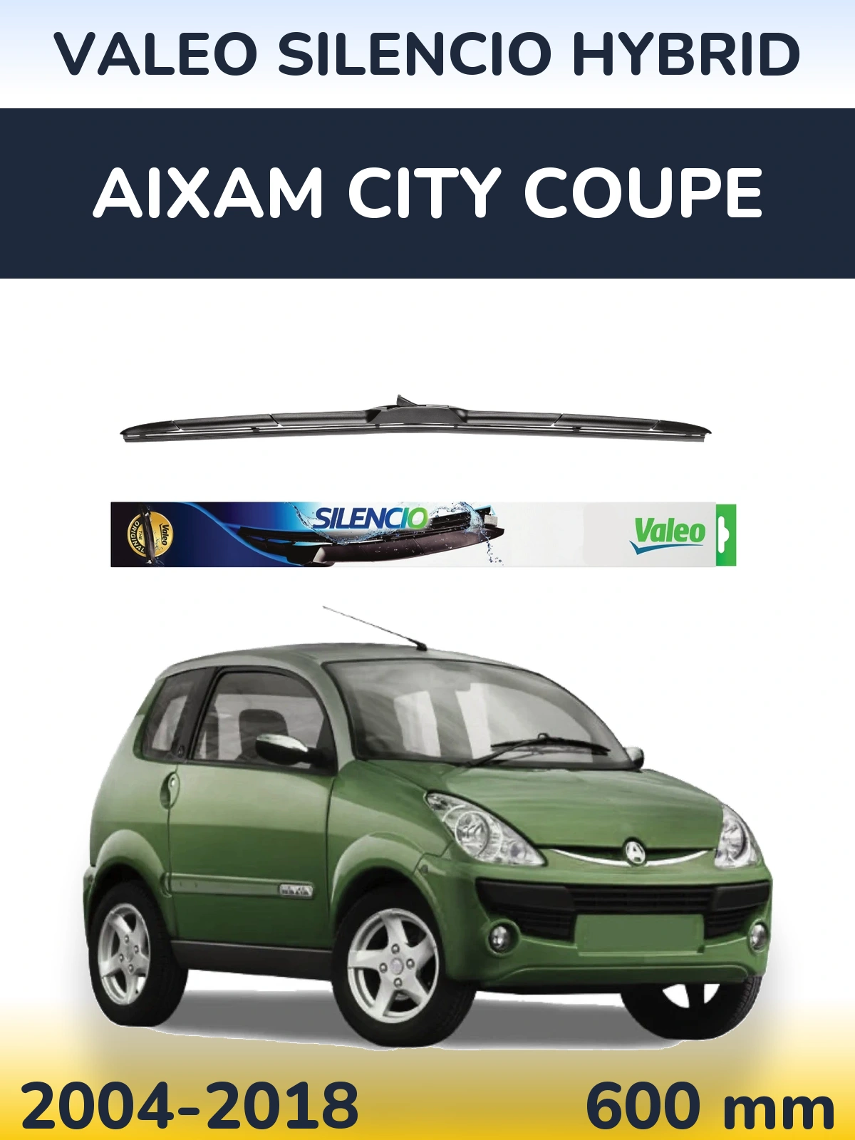 Передня щітка Valeo Silencio Hybrid 600 мм для Aixam City Coupe 2004-2018