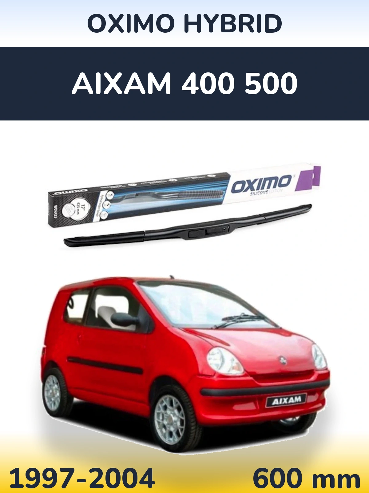 Front wiper blade Oximo Hybrid 600 mm for Aixam 400 500 1997-2004