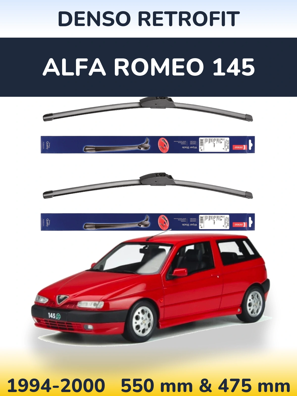 Комплект передніх щіток Denso Retrofit 550 & 475 мм для Alfa Romeo 145 1994-2000