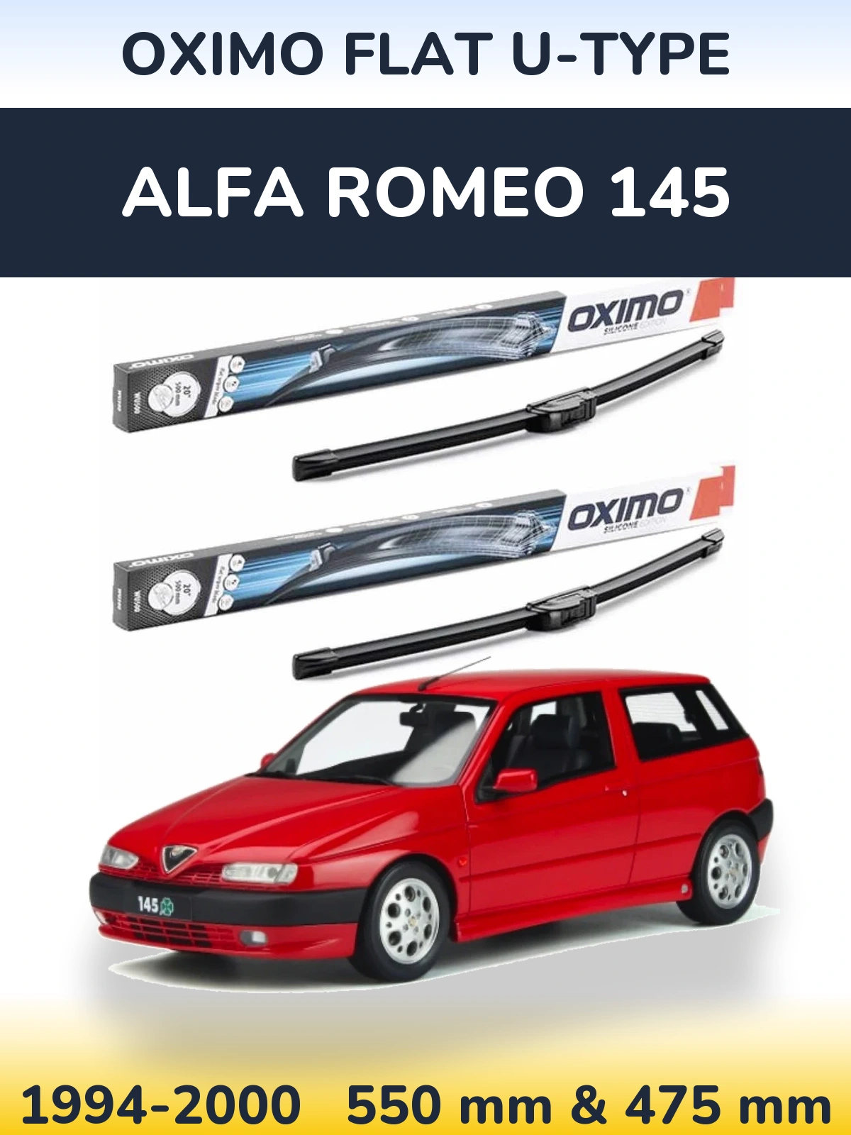Комплект передних дворников Oximo Flat U-type 550 & 475 мм для Alfa Romeo 145 1994-2000