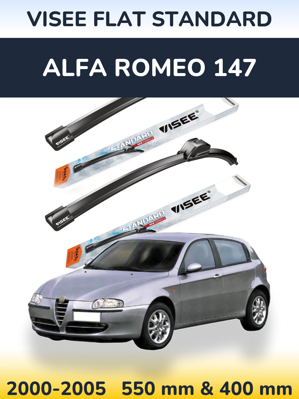 Комплект передних дворников VISEE FLAT STANDARD 550 & 400 мм для Alfa Romeo 147 2000-2005