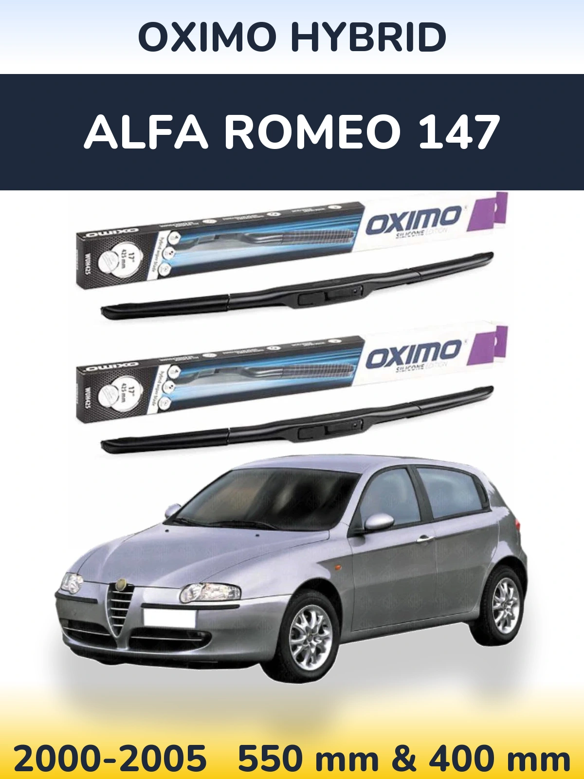 Front wiper blade set Oximo Hybrid 550 & 400 mm for Alfa Romeo 147 2000-2005