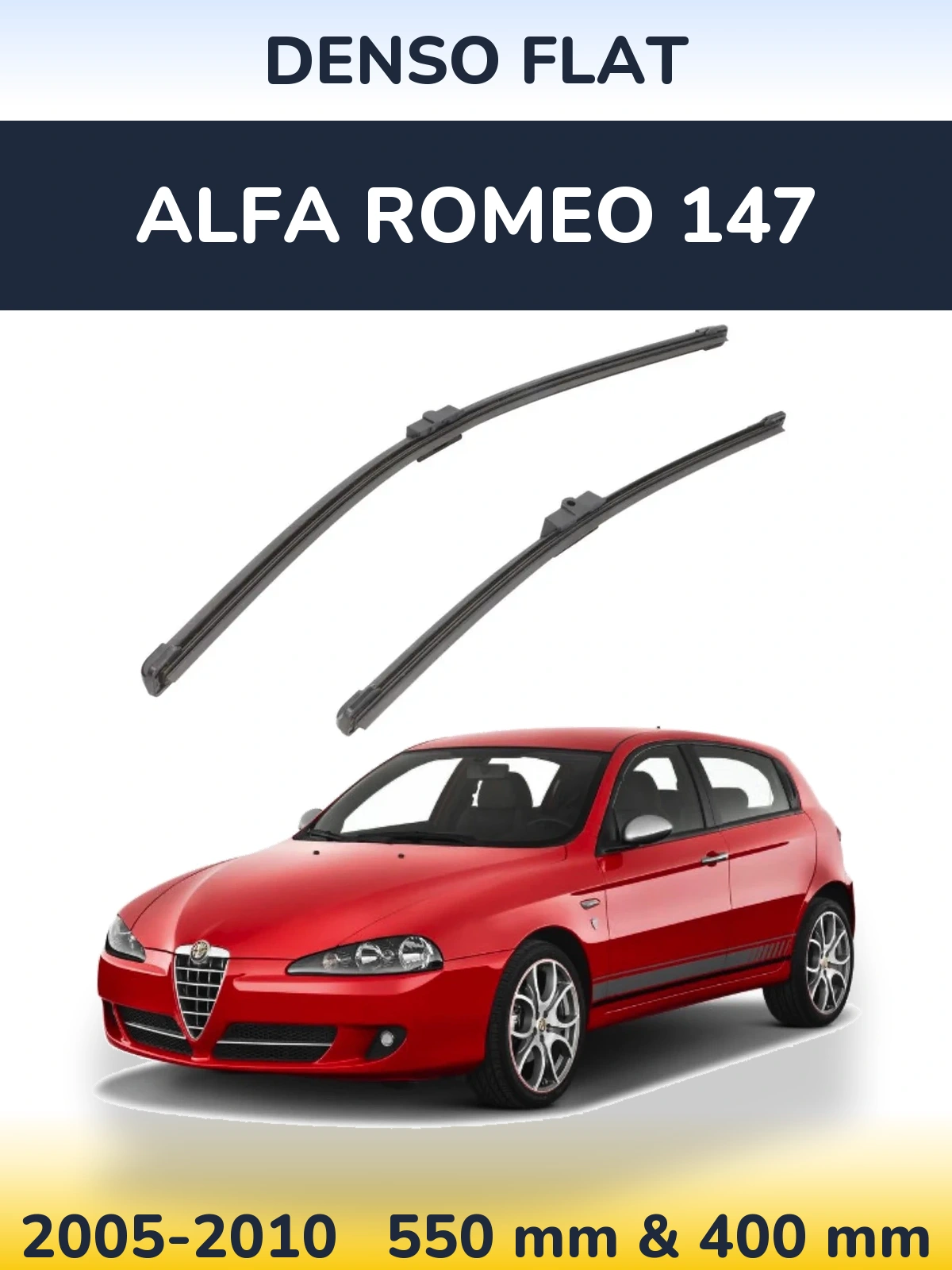 Front wiper blade set Denso Flat 550 & 400 mm for Alfa Romeo 147 2005-2010