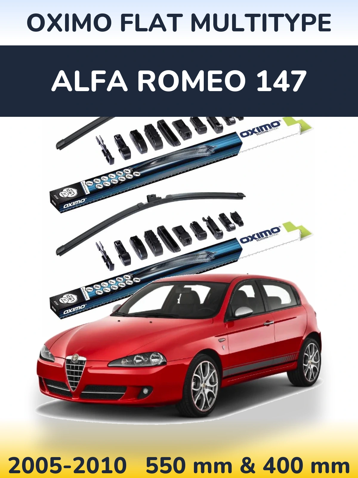 Front wiper blade set Oximo Flat MultiTypee 550 & 400 mm for Alfa Romeo 147 2005-2010