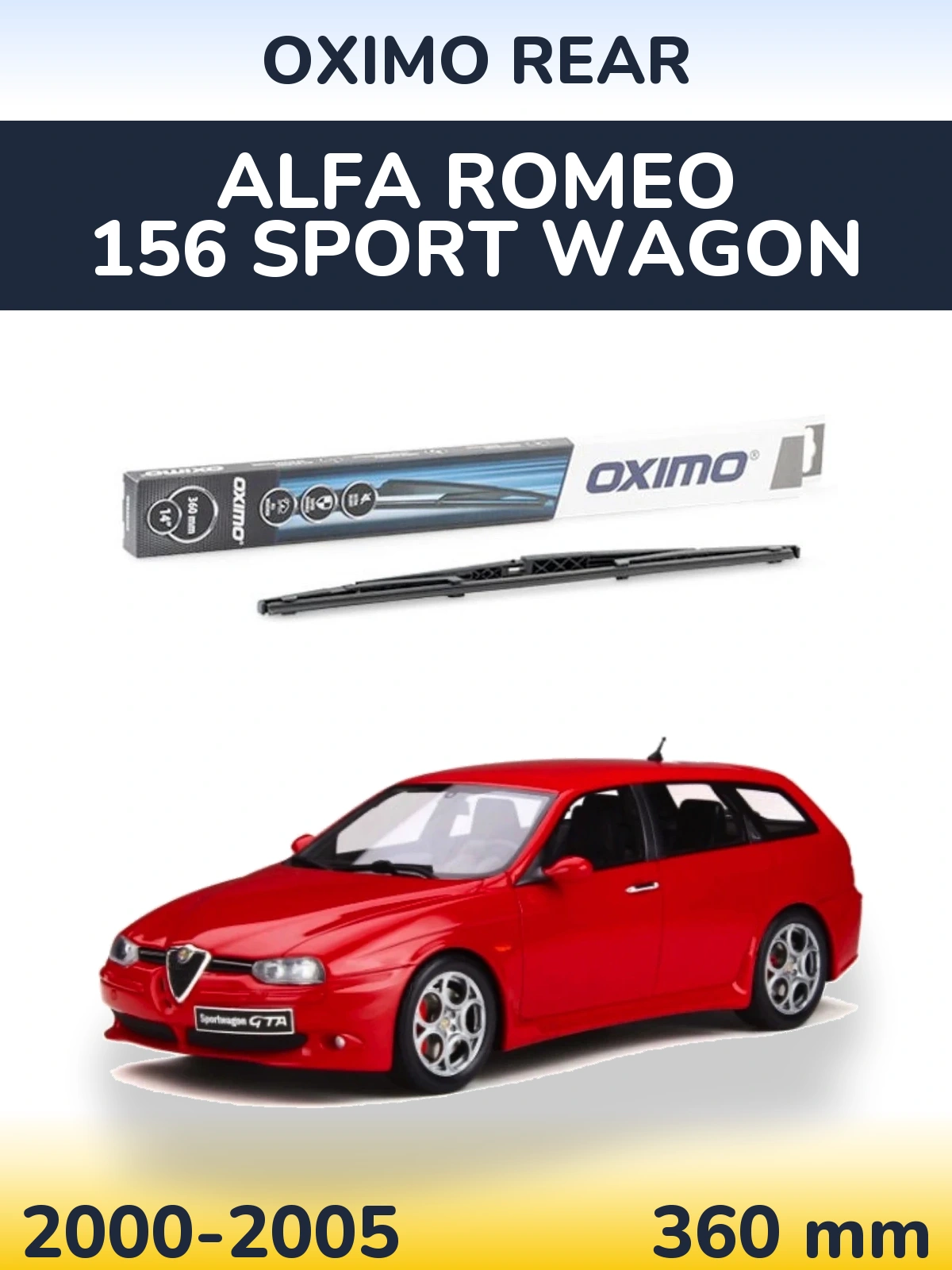 Rear wiper blade Oximo Rear 360 mm for Alfa Romeo 156 Sport Wagon 2000-2005