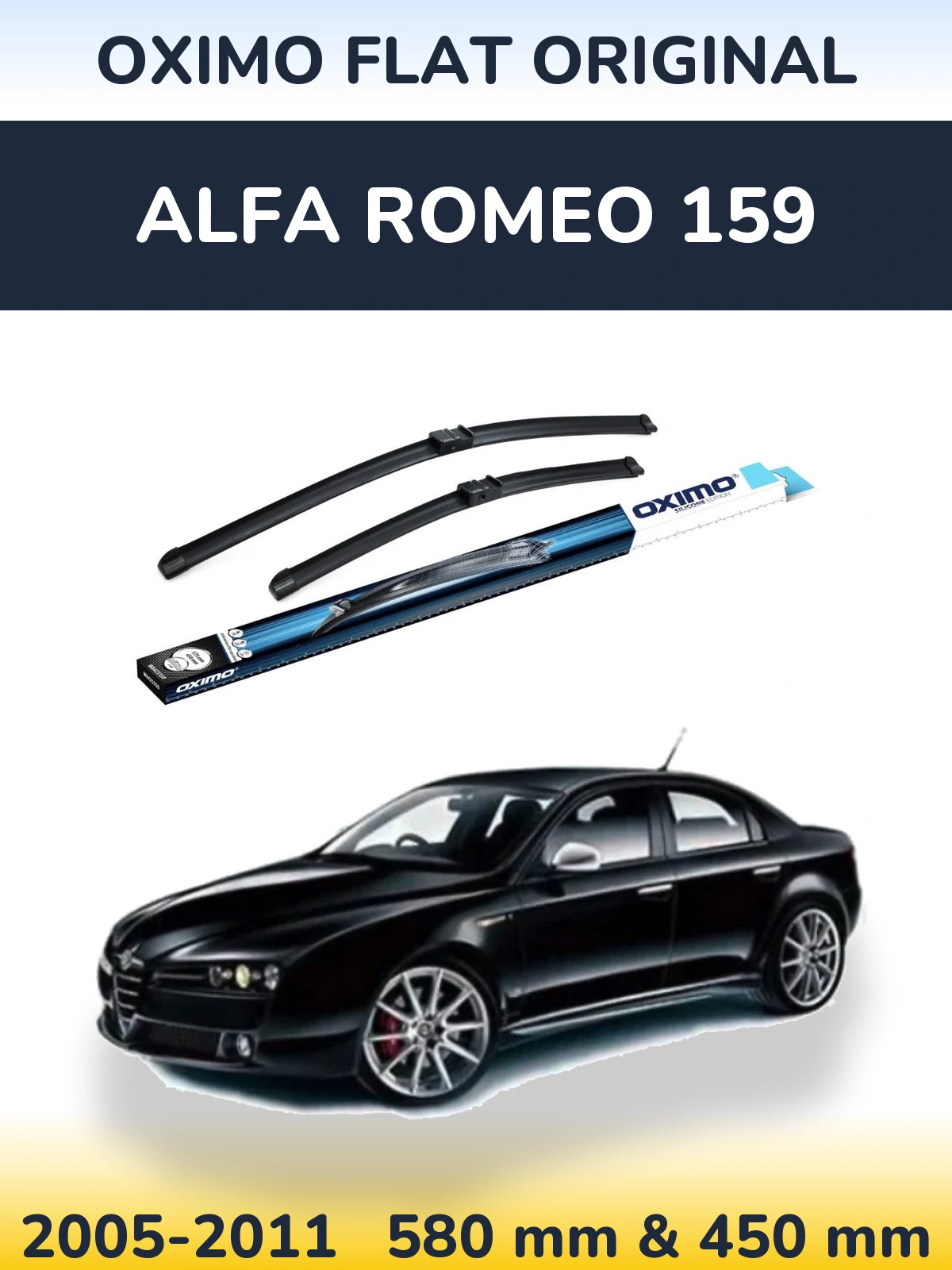 Front wiper blade set Oximo Flat Original 580 & 450 mm for Alfa Romeo 159 2005-2011