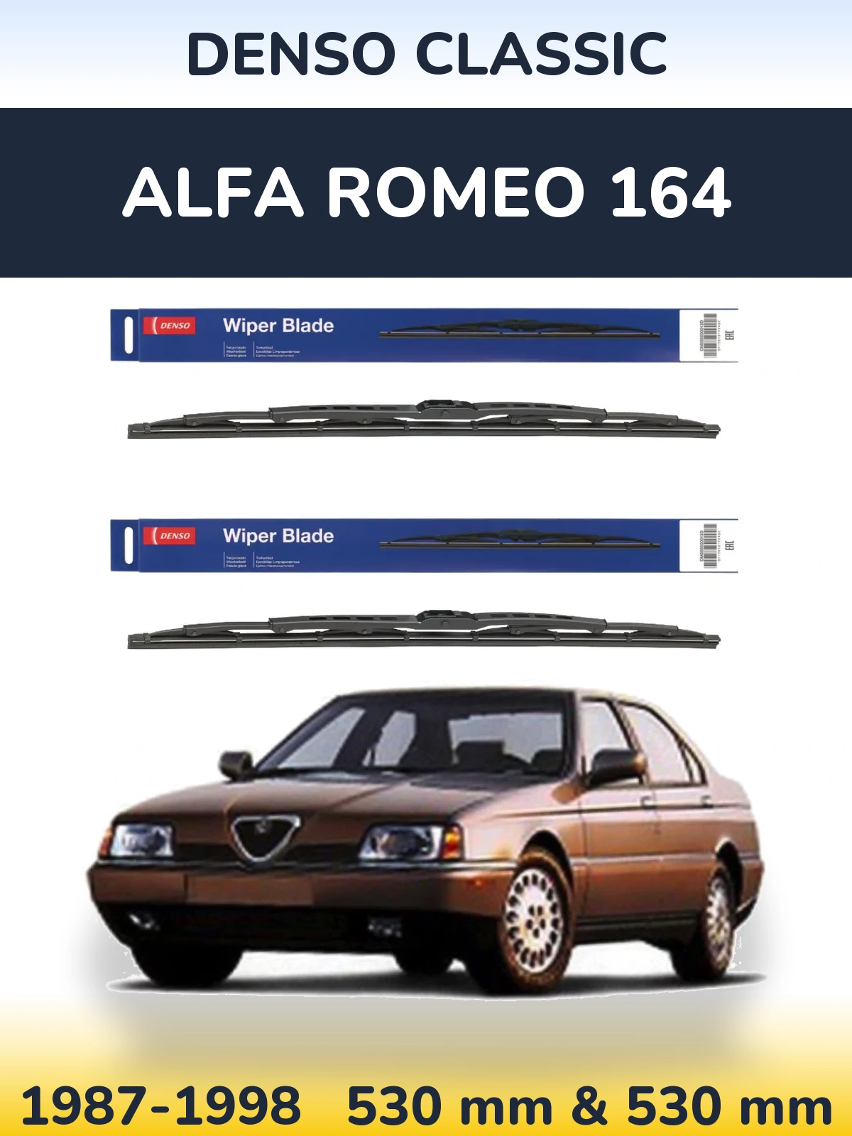Комплект передних дворников Denso Classic 530 & 530 мм для Alfa Romeo 164 1987-1998