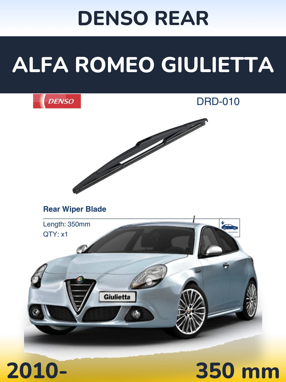 Rear wiper blade Denso Rear 350 mm for Alfa Romeo Giulietta 2010-2026
