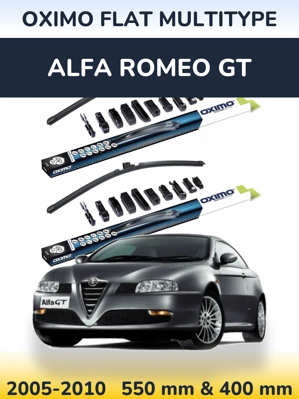 Front wiper blade set Oximo Flat MultiTypee 550 & 400 mm for Alfa Romeo GT 2005-2010