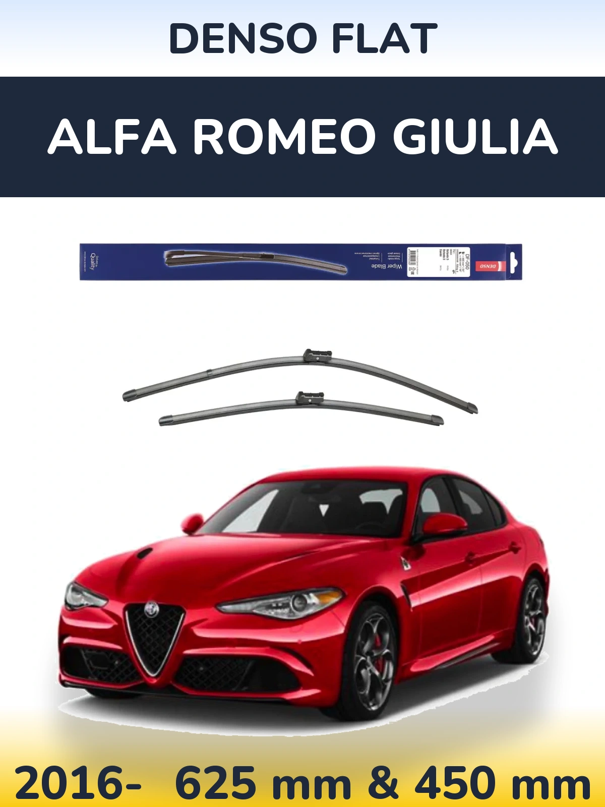 Комплект передних дворников Denso Flat 600 & 450 мм для Alfa Romeo Giulia 2016-2026