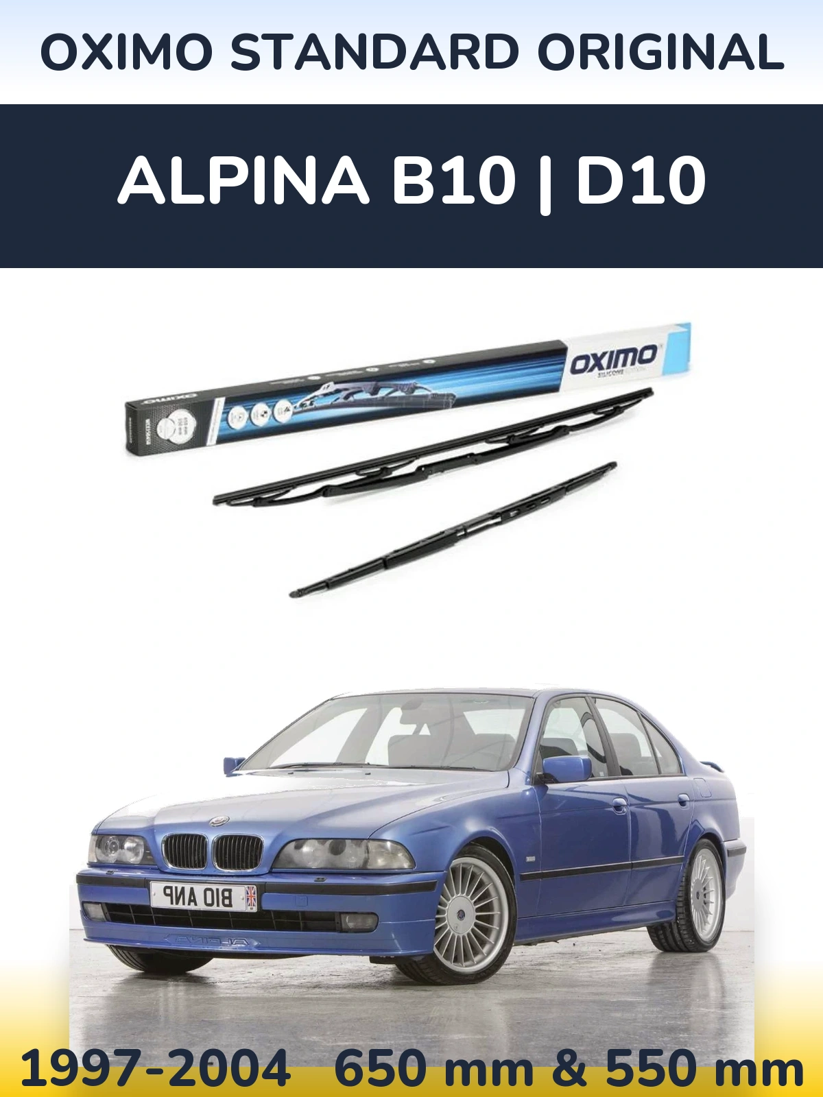 Front wiper blade set Oximo Standard Original 650 & 550 mm for Alpina B10 | D10 1997-2004