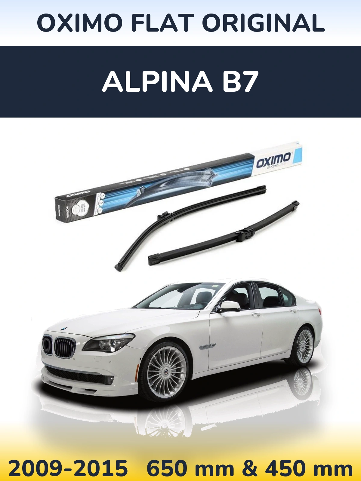Комплект передних дворников Oximo Flat Original 650 & 450 мм для Alpina B7 2009-2015
