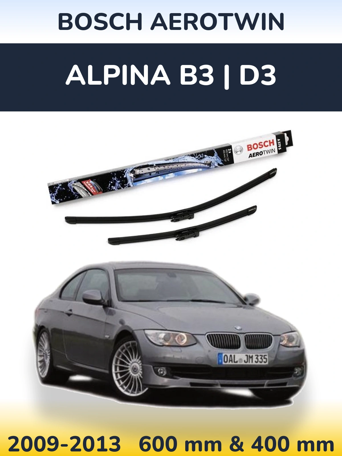 Комплект передних дворников BOSCH AeroTwin 600 & 400 мм для Alpina B3 | D3 2009-2013