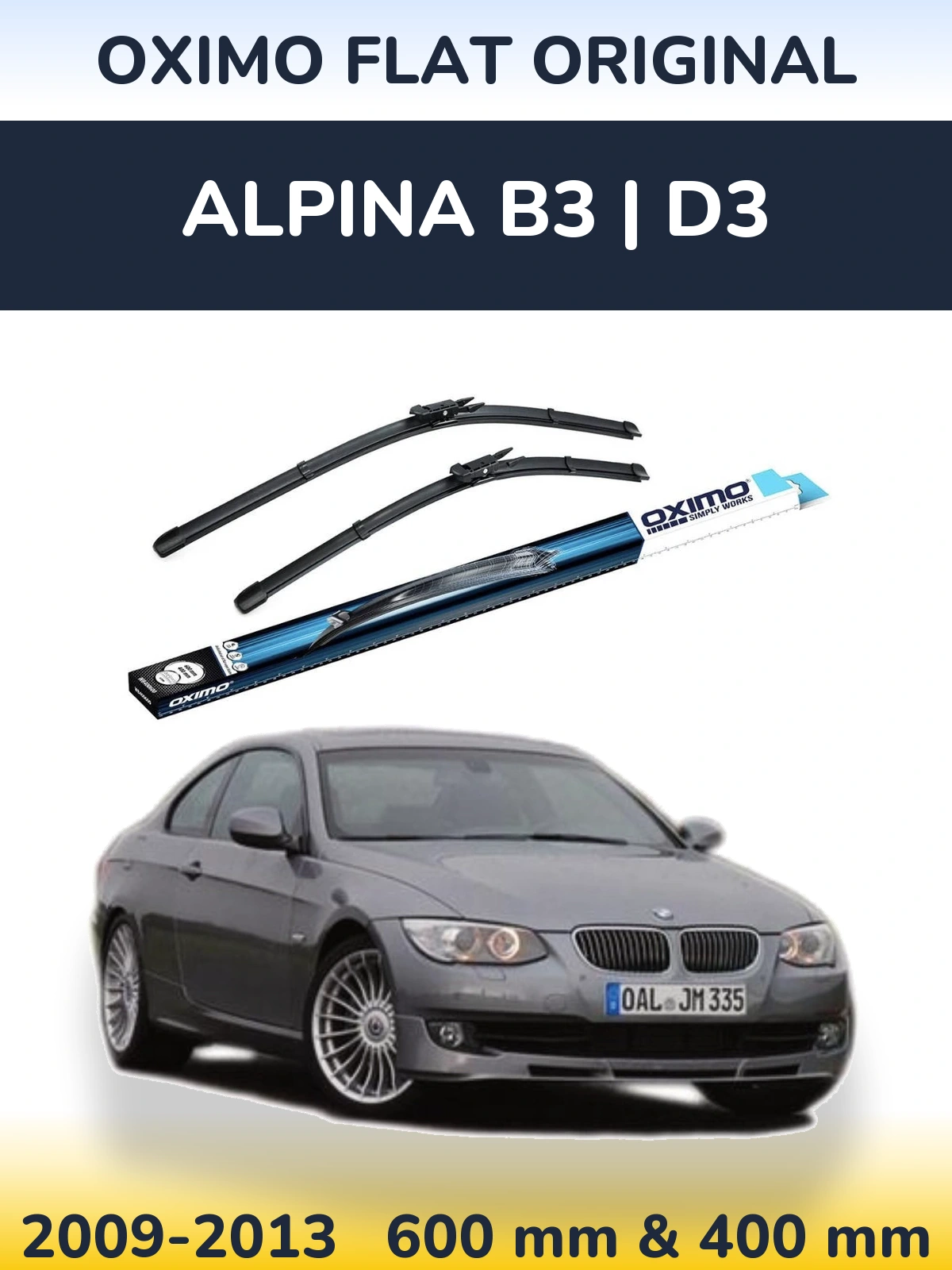 Front wiper blade set Oximo Flat Original 600 & 400 mm for Alpina B3 | D3 2009-2013