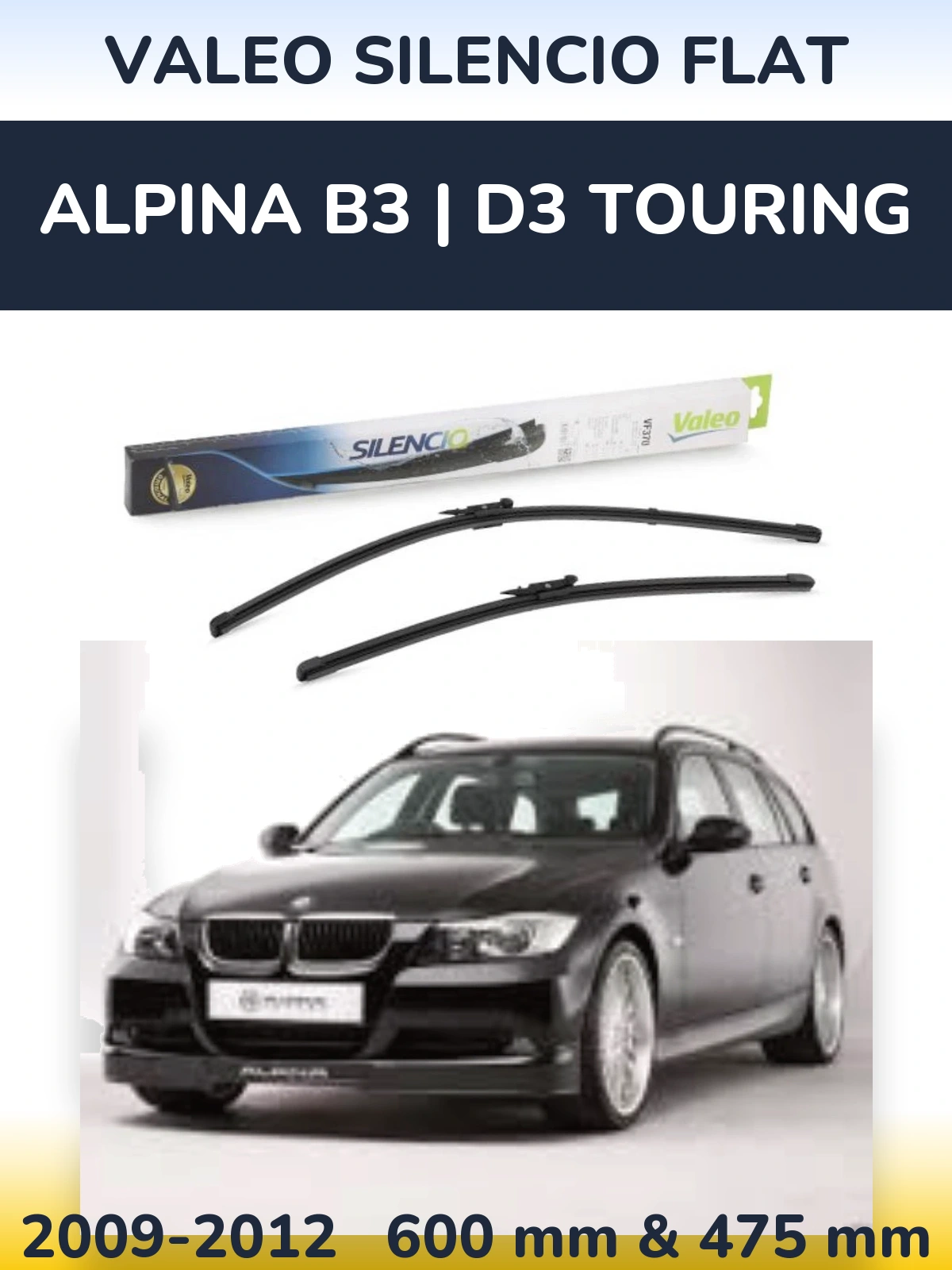Комплект передних дворников Valeo Silencio Flat 600 & 475 мм для Alpina B3 | D3 Touring 2009-2012