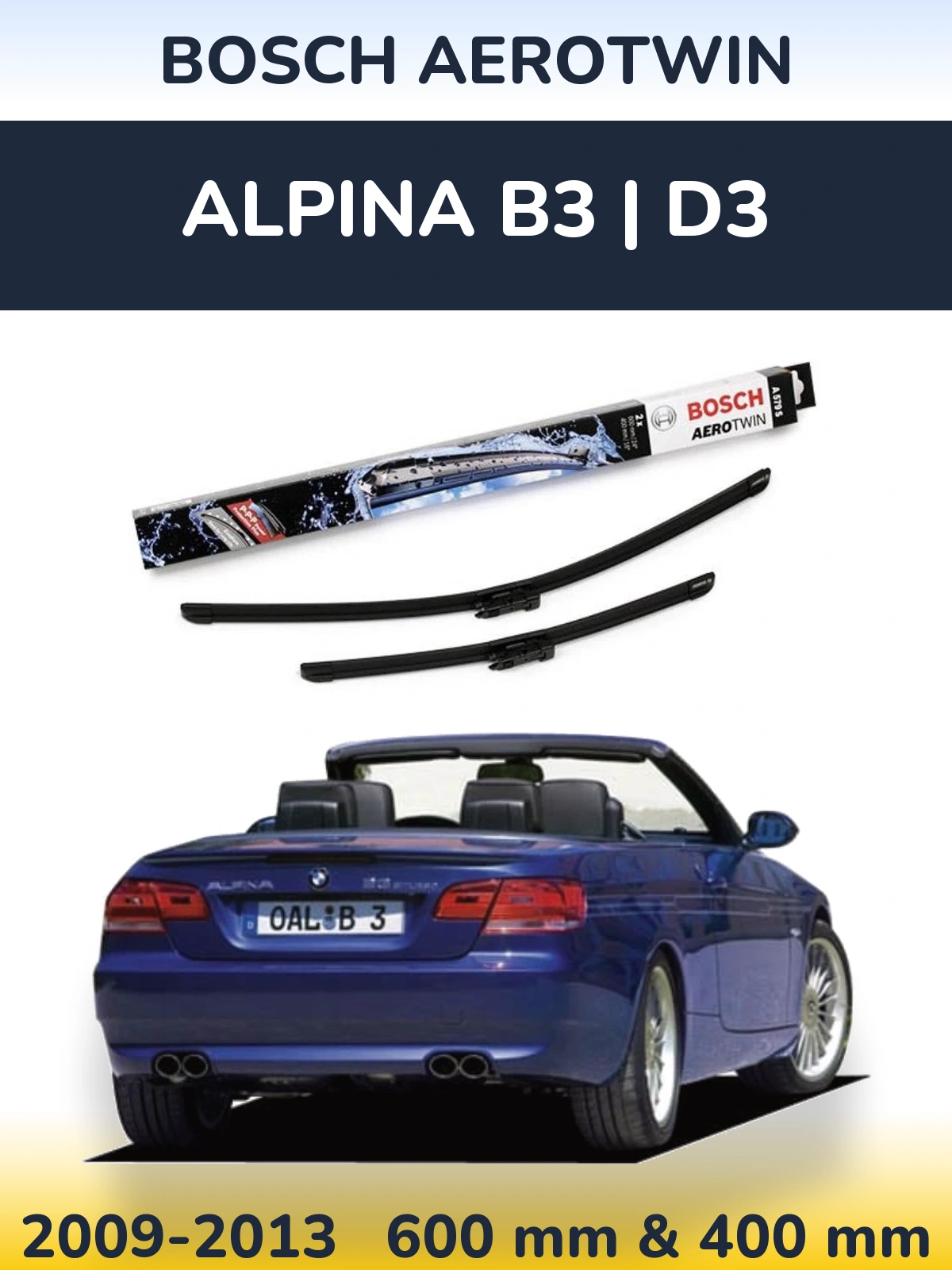 Комплект передніх щіток BOSCH AeroTwin 600 & 400 мм для Alpina B3 | D3 2009-2013