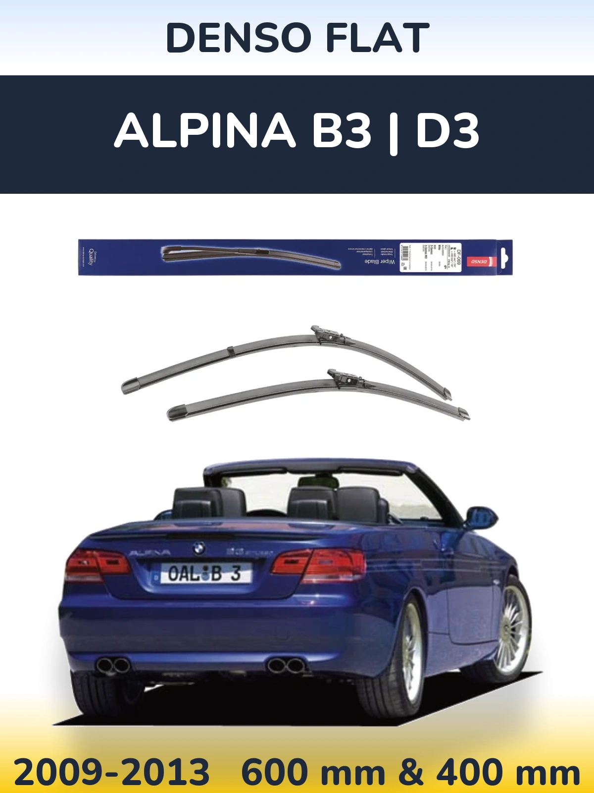 Front wiper blade set Denso Flat 600 & 400 mm for Alpina B3 | D3 2009-2013