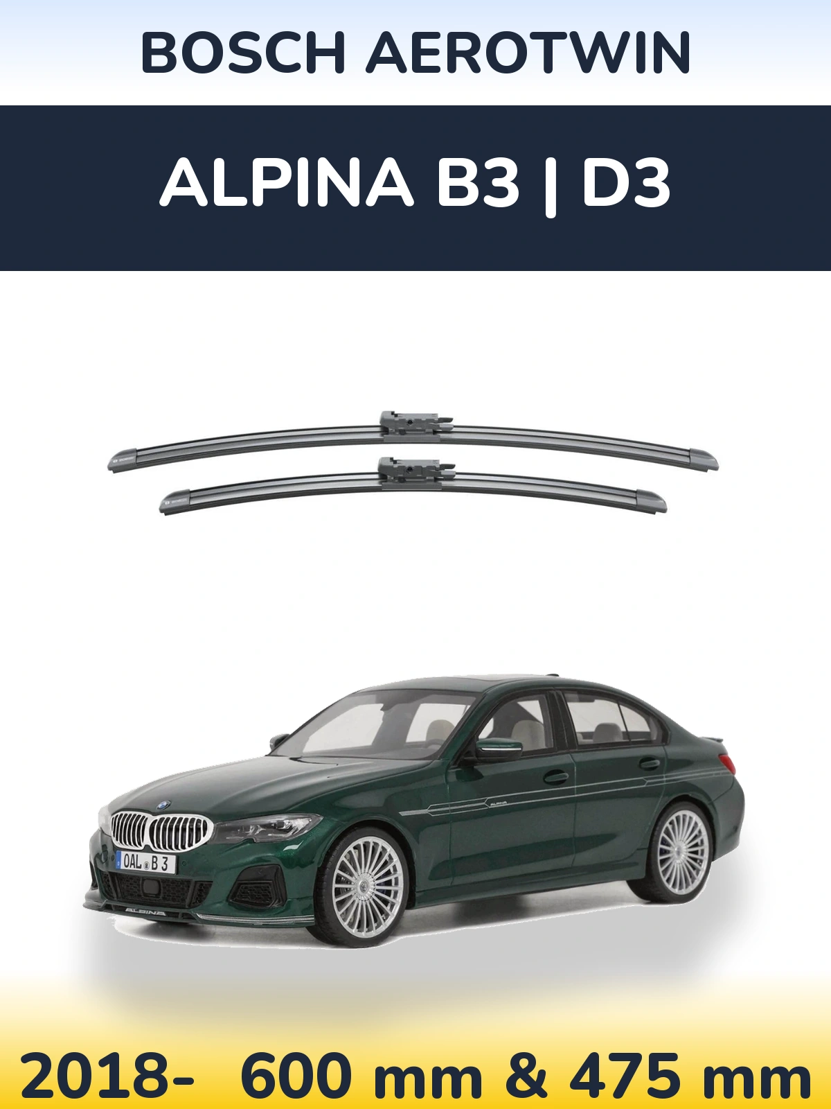 Комплект передних дворников BOSCH AeroTwin 600 & 475 мм для Alpina B3 | D3 2018-2026