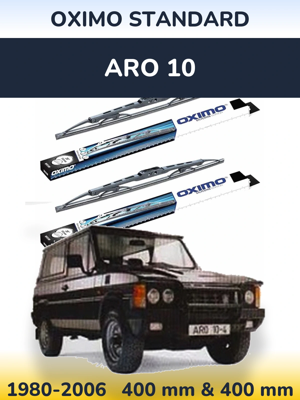 Front wiper blade set Oximo Standard 400 & 400 mm for ARO 10 1980-2006