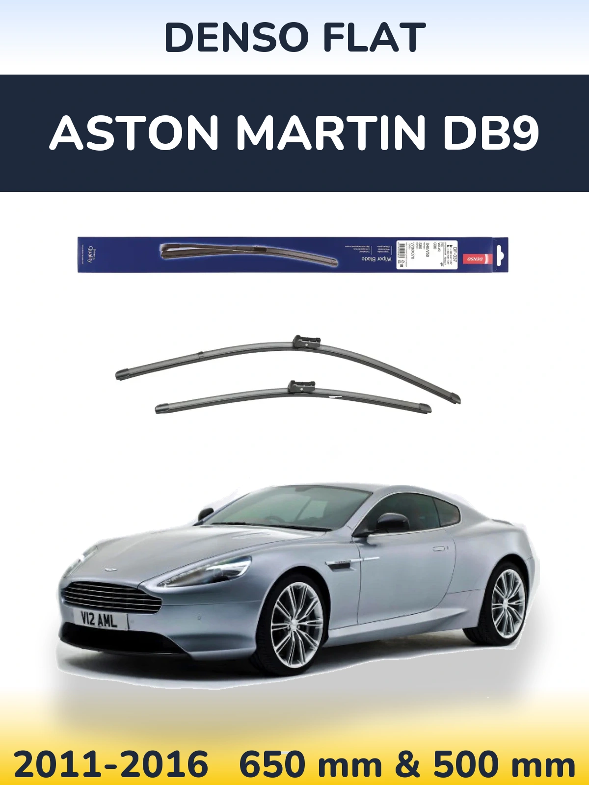 Комплект передних дворников Denso Flat 650 & 500 мм для Aston Martin DB9 2011-2016