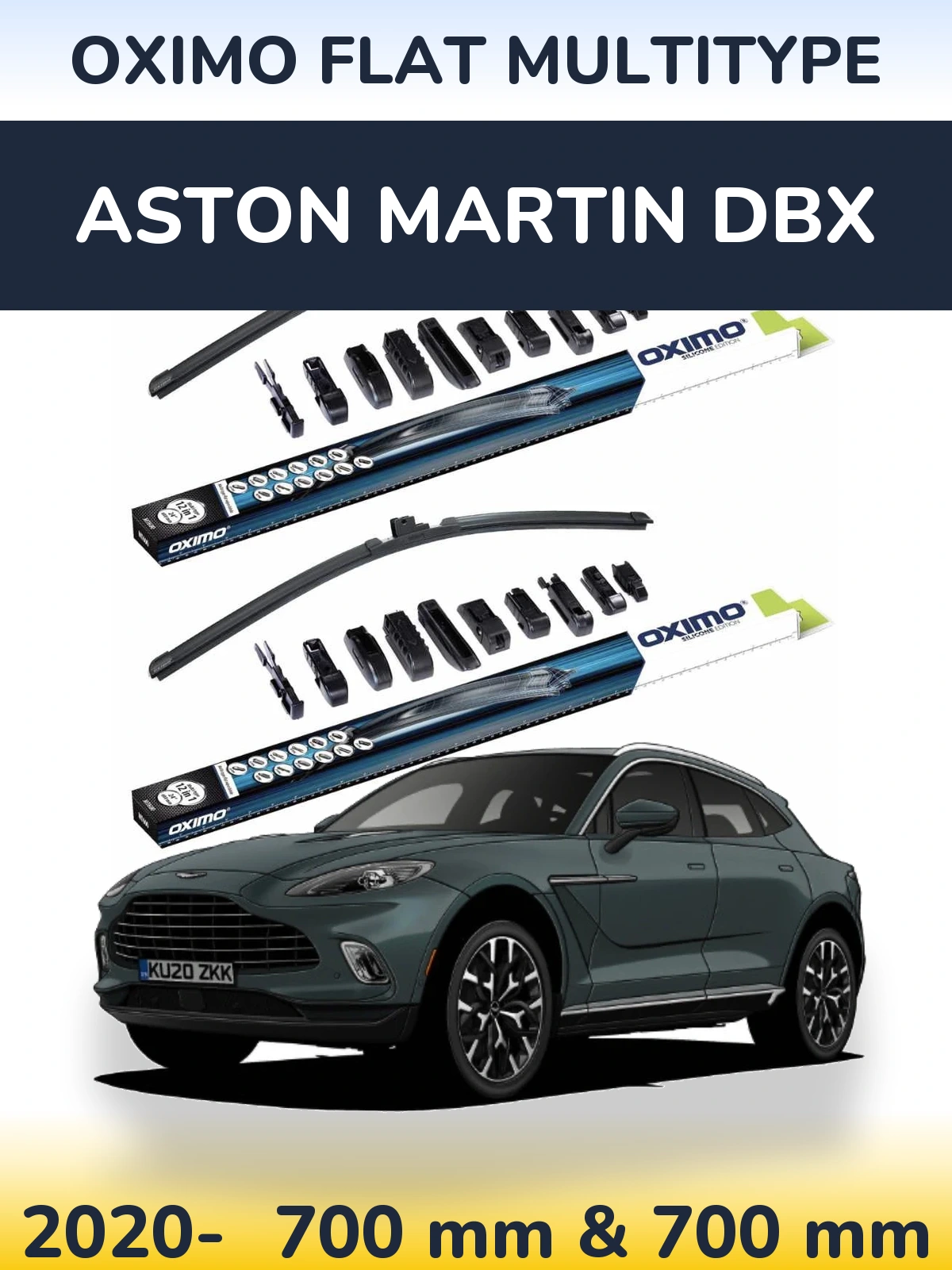 Комплект передних дворников Oximo Flat MultiТипe 700 & 700 мм для Aston Martin DBX 2020-2026