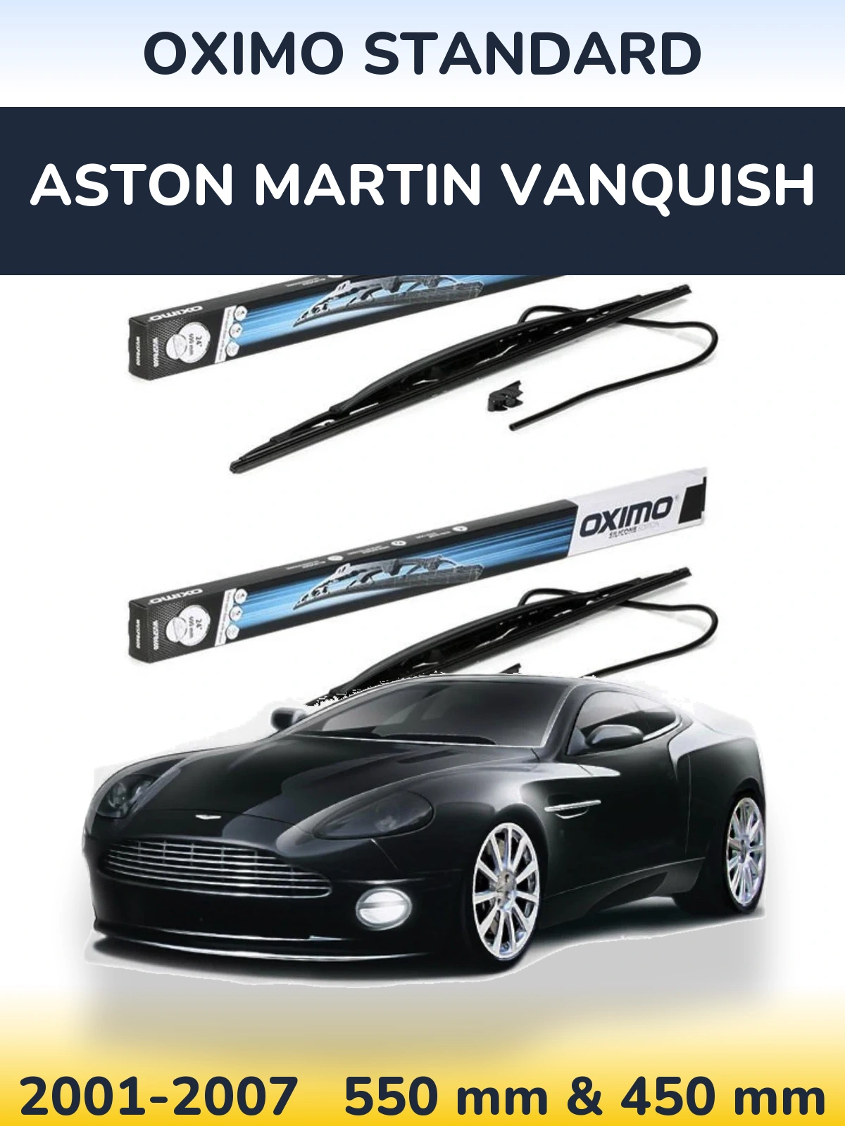Front wiper blade set Oximo Standard 550 & 450 mm for Aston Martin Vanquish 2001-2007