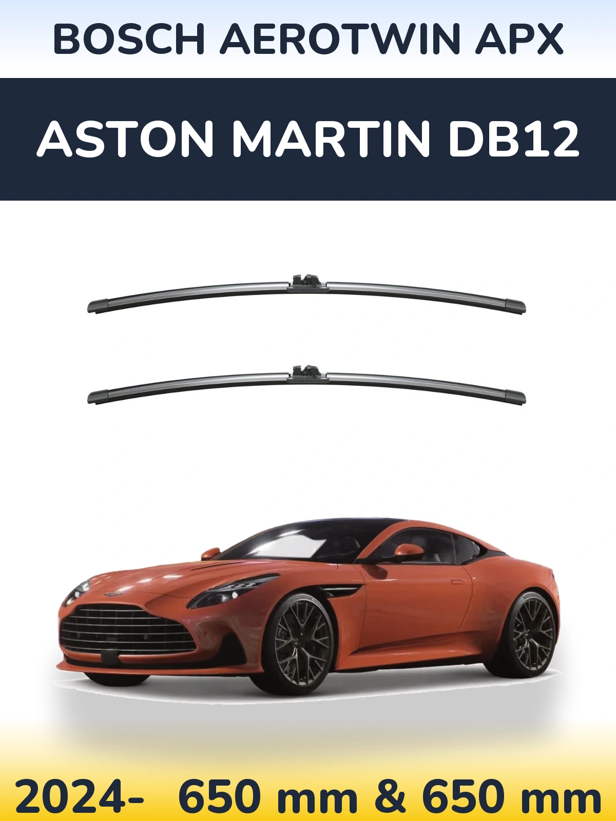 Комплект передніх щіток BOSCH AeroTwin APX 650 & 650 мм для Aston Martin DB12 2024-2026