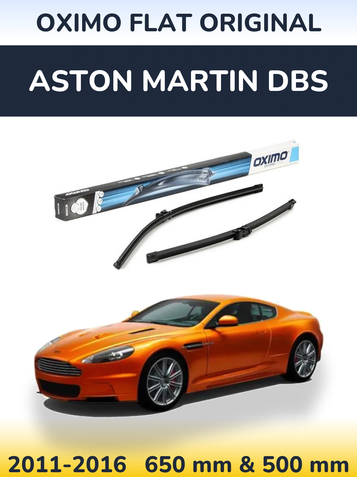 Комплект передних дворников Oximo Flat Original 650 & 500 мм для Aston Martin DBS 2011-2016