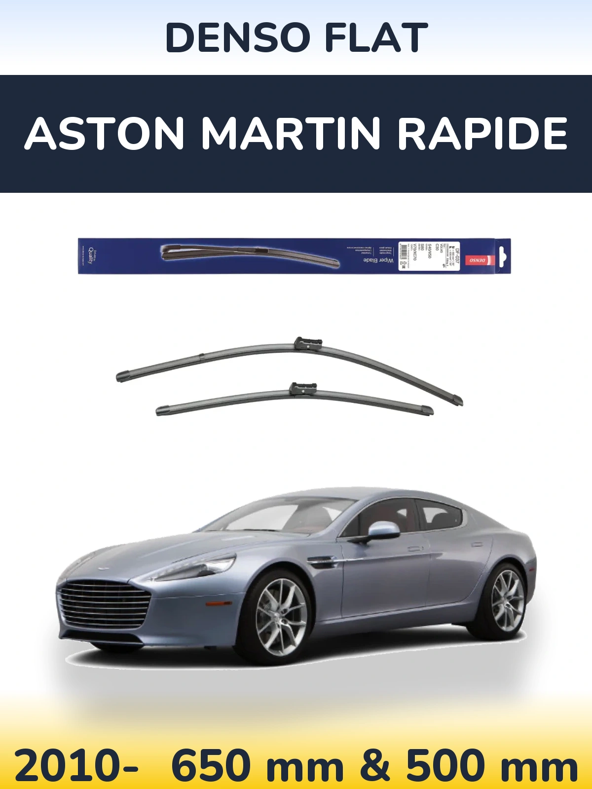 Комплект передних дворников Denso Flat 650 & 500 мм для Aston Martin Rapide 2010-2026