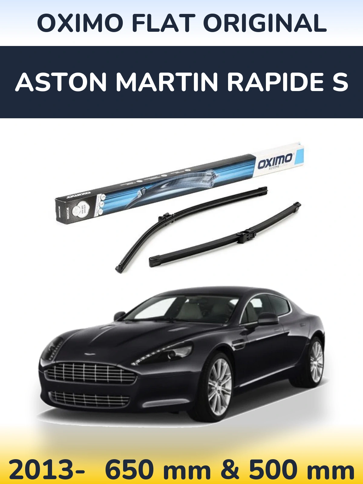 Комплект передних дворников Oximo Flat Original 650 & 500 мм для Aston Martin Rapide S 2013-2026