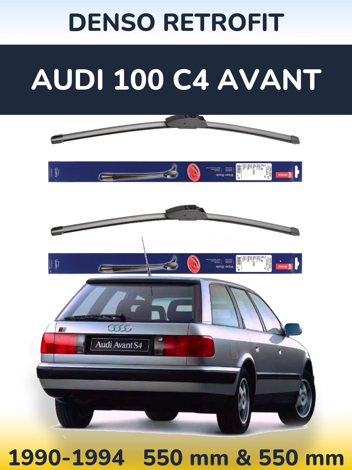 Комплект передних дворников Denso Retrofit 550 & 550 мм для Audi 100 C4 Avant 1990-1994