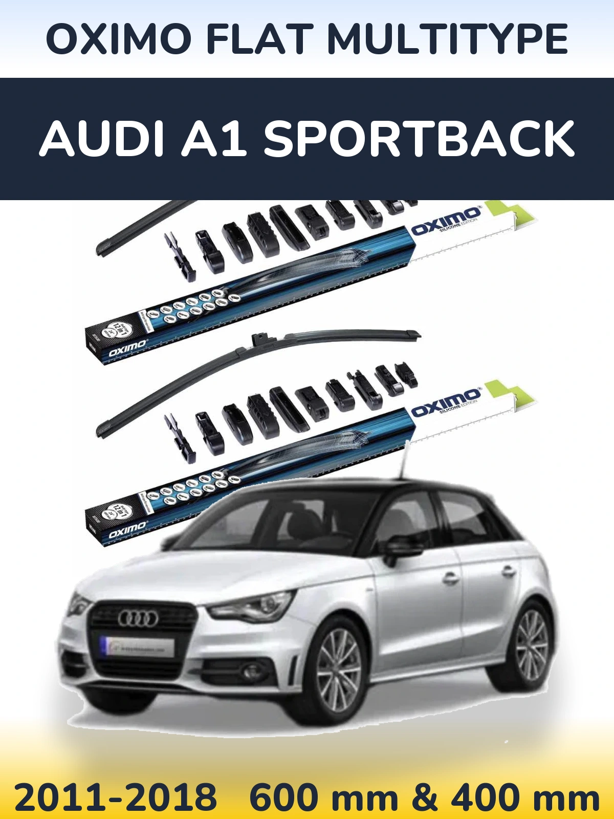 Комплект передних дворников Oximo Flat MultiТипe 600 & 400 мм для Audi A1 Sportback 2011-2018
