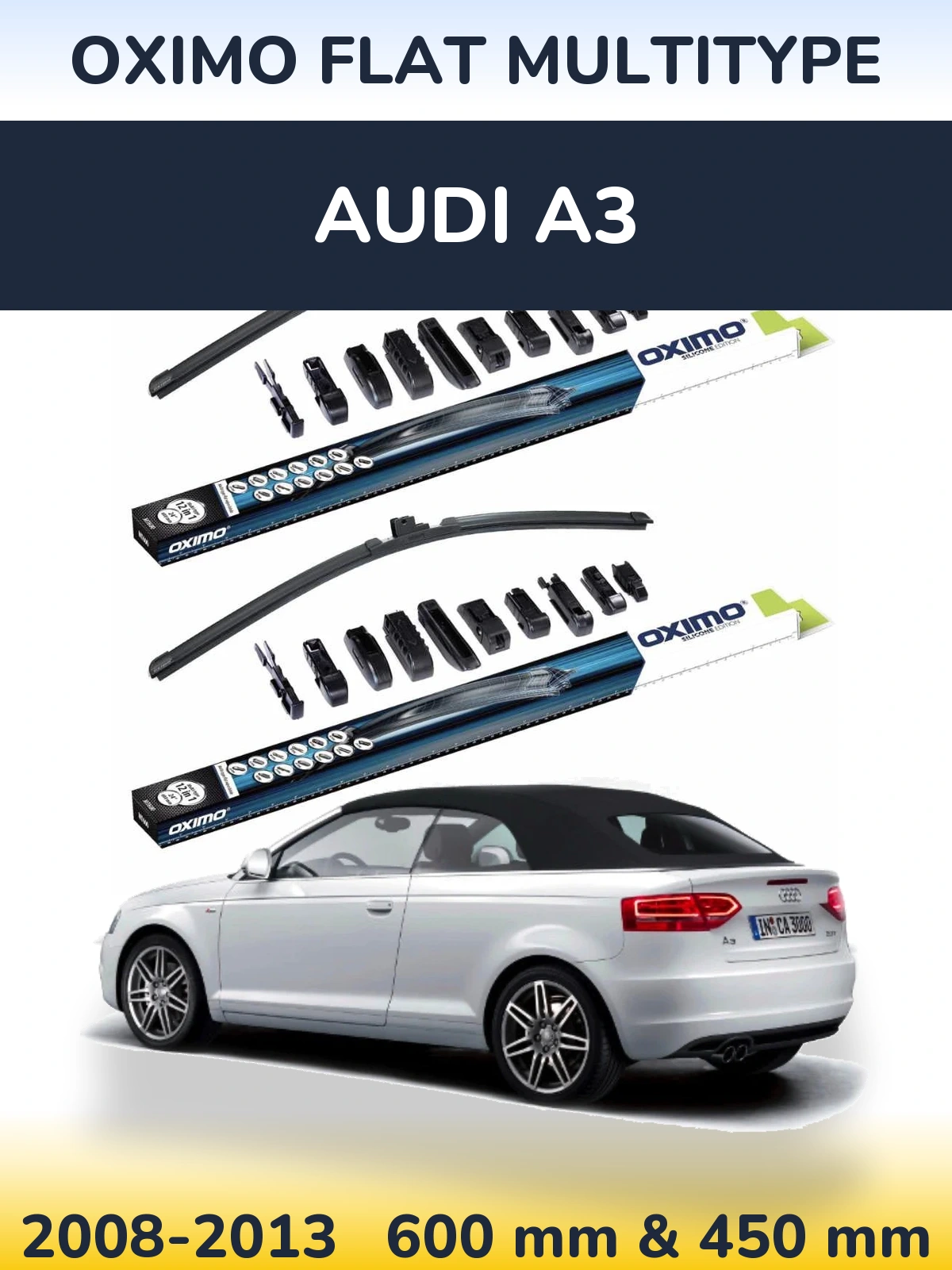 Комплект передних дворников Oximo Flat MultiТипe 600 & 450 мм для Audi A3 2008-2013