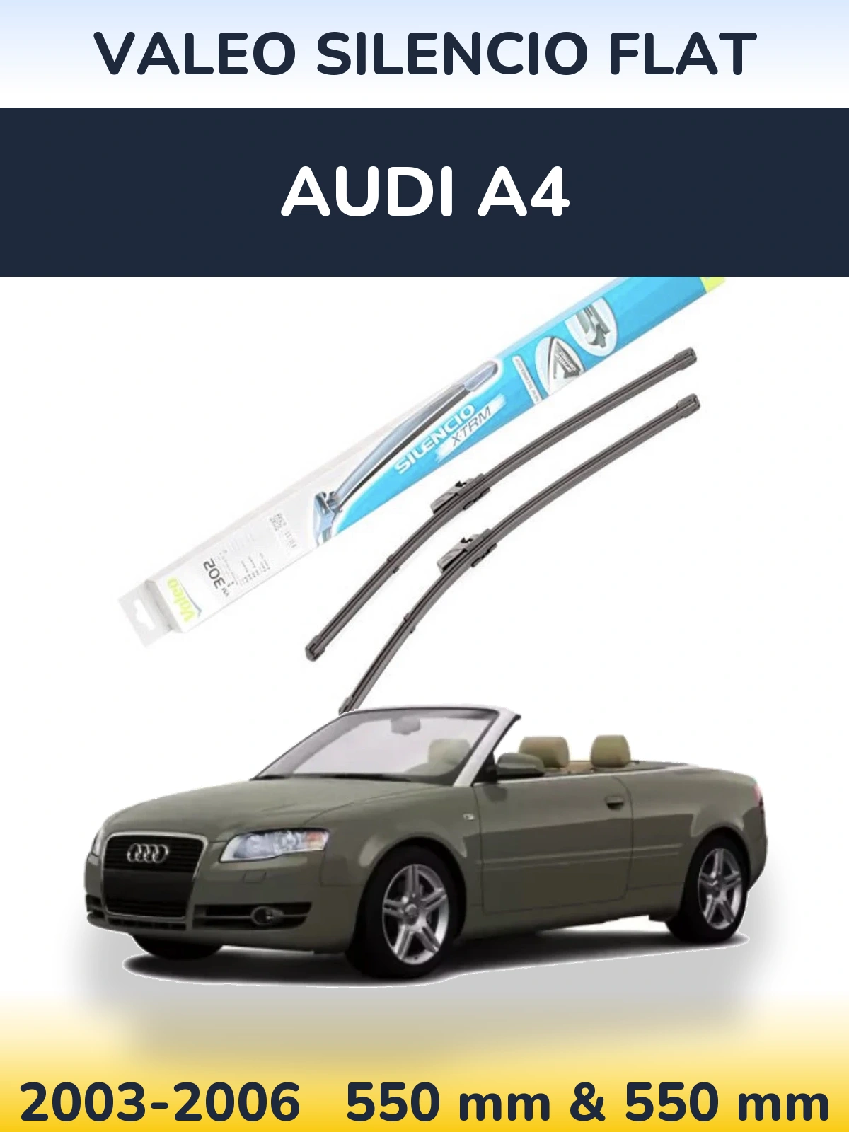 Front wiper blade set Valeo Silencio Flat 550 & 550 mm for Audi A4 2003-2006