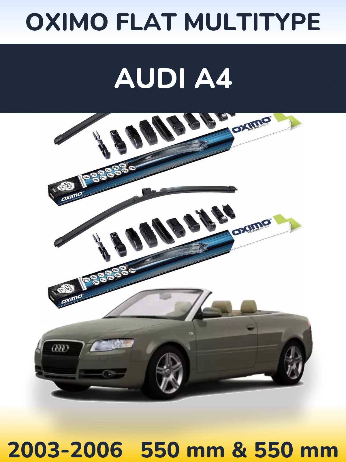 Front wiper blade set Oximo Flat MultiTypee 550 & 550 mm for Audi A4 2003-2006